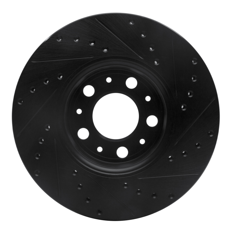 Volvo XC70 Brake Rotor (1) - Front Left - R1 Concepts - Drilled & Slotted - Black - `99-`09